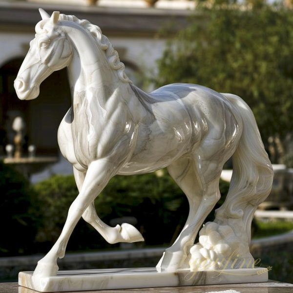 Garden white marble horse sculpture