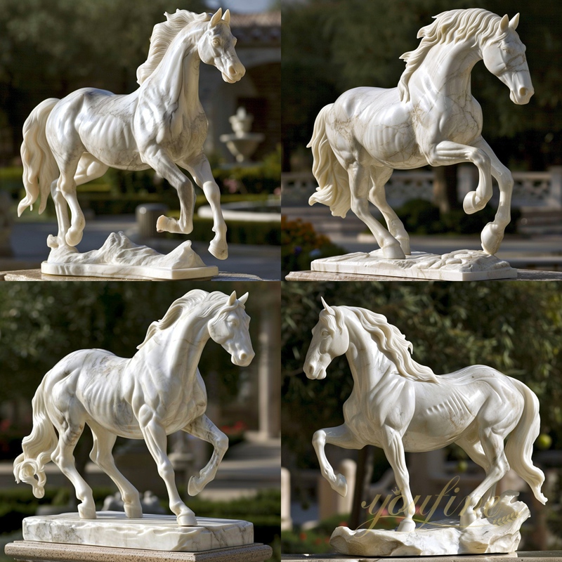 Garden white marble horse sculpture