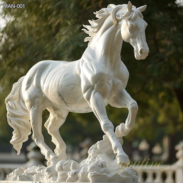 Garden white marble horse sculpture