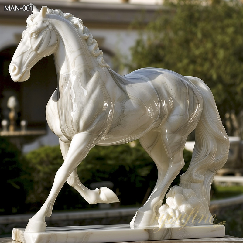 Garden white marble horse sculpture