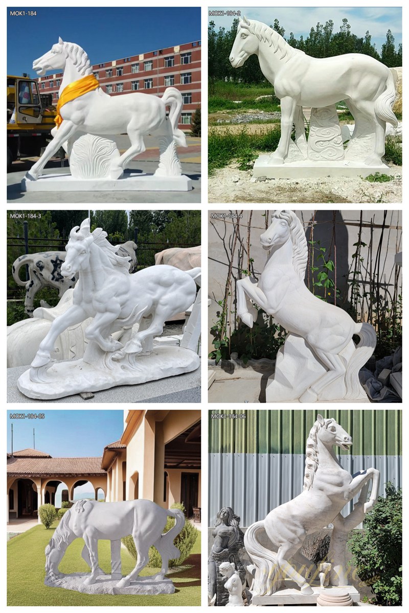 Garden outdoor marble horse statue