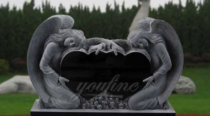 Granite heart headstone angel design for sale