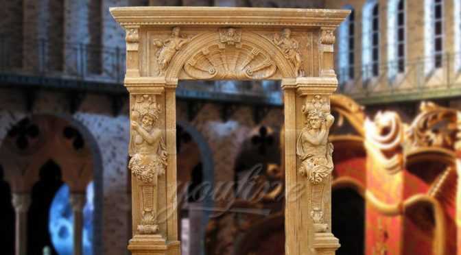 Grant beige marble door surround with statues on sale