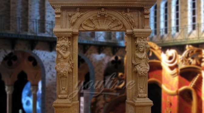 Grant beige marble door surround with statues on sale