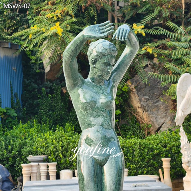 Green Marble Sculpture of a Nude Woman