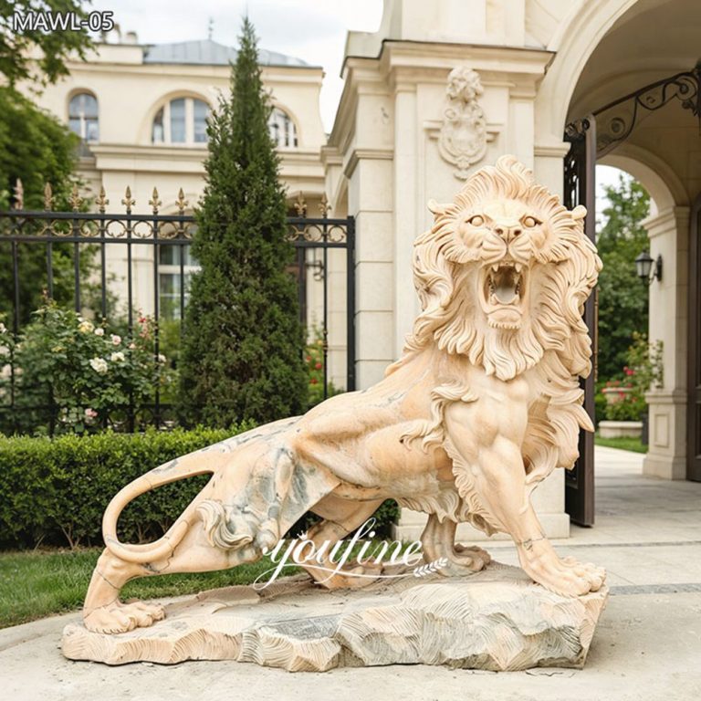 Guardian Roaring Lion Statue for Estate Entrance Decor