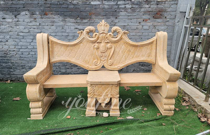 Carved wooden sales garden bench