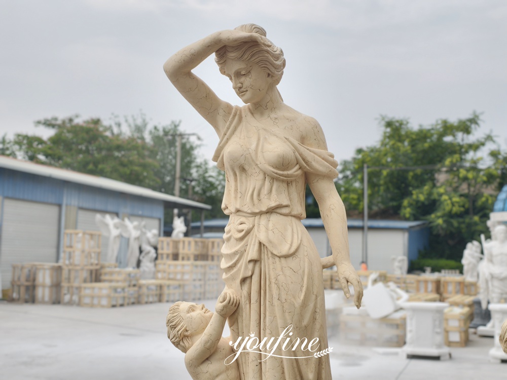 Hand-Carved Galala Beige Marble Four Seasons Statue details