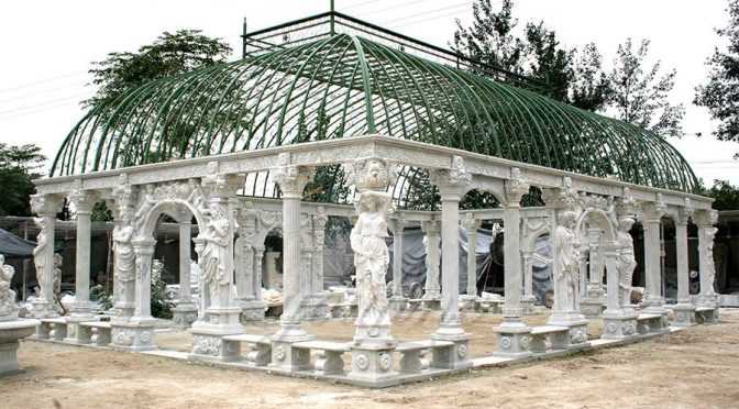 Hand Carved Large Outdoor Garden Marble Gazebo
