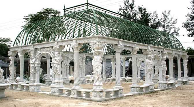 Hand Carved Large Outdoor Garden Marble Gazebo–MOKK-28