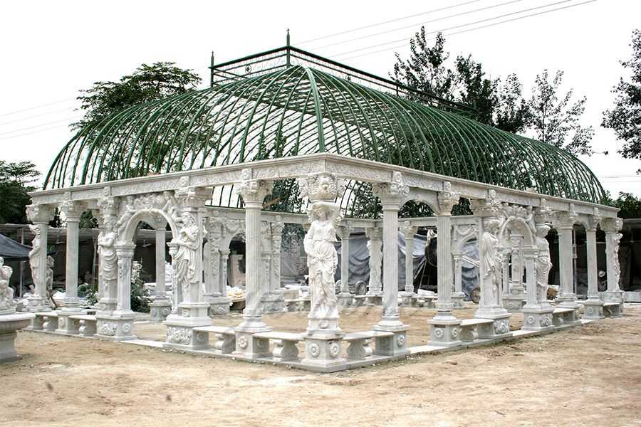 Hand Carved Large Outdoor Garden Marble Gazebo–MOKK-28