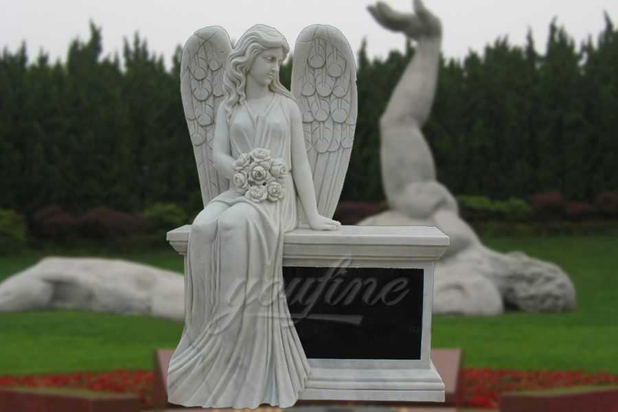 Hand Carved Marble Female Angel Headstone