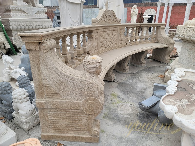 Hand Carved Natural Marble Outdoor Bench for Sale