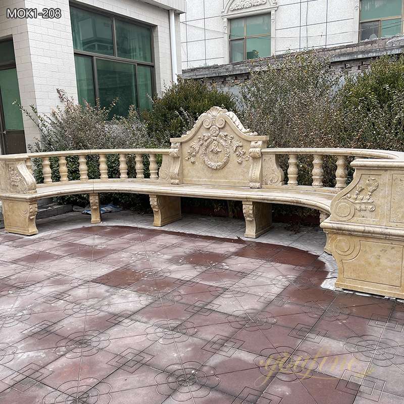 Hand Carved Natural Marble Outdoor Bench for Sale