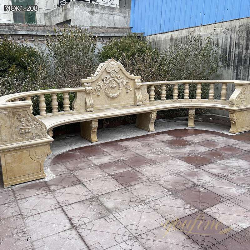 Hand Carved Natural Marble Outdoor Bench for Sale
