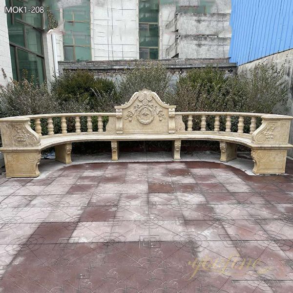 Geometric Carved Wooden Bench