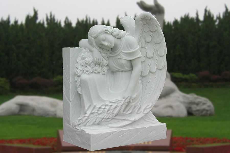 Hand Carved Peaceful Marble Angel Memorial MHMH-02