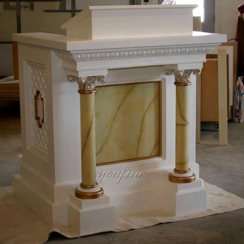 Hand Carved White Marble Ambo