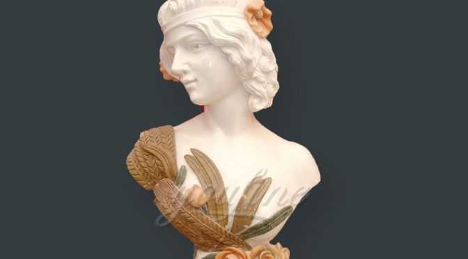 Hand carved decoration marble lady bust statue for sale