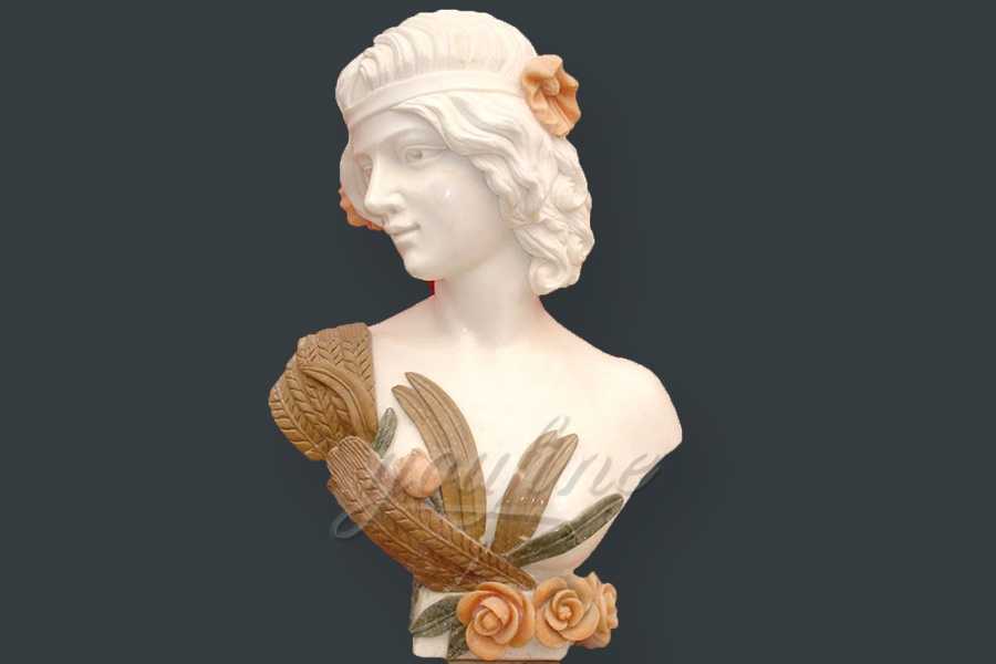 Hand carved decoration marble lady bust statue for sale