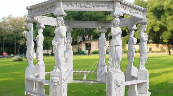 Hand carved natural stone marble garden gazebo for sale