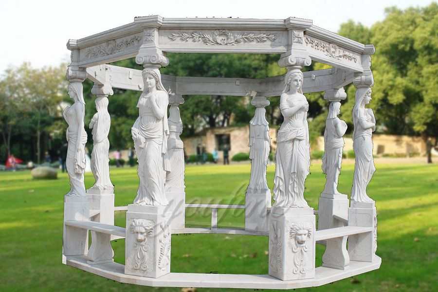 Hand carved natural stone marble garden gazebo for sale