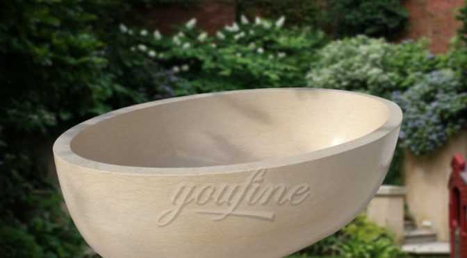 beige marble natural stone bathtub