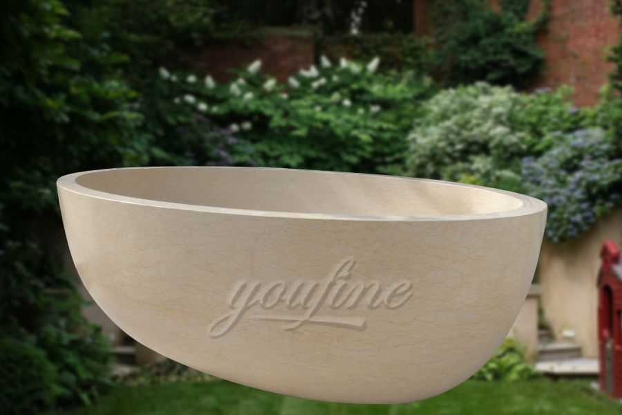 High polished indoor beige marble natural stone bath tub