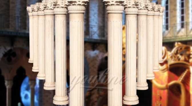 High polished roman hand carved beige marble columns for decoration