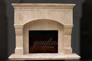 High quality Victorian beige marble fireplace mantel for sale