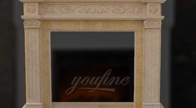 High quality decorative Regency beige marble fireplace frame for sale