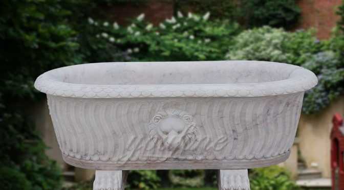 High quality luxury white marble lion head bath tub on sale