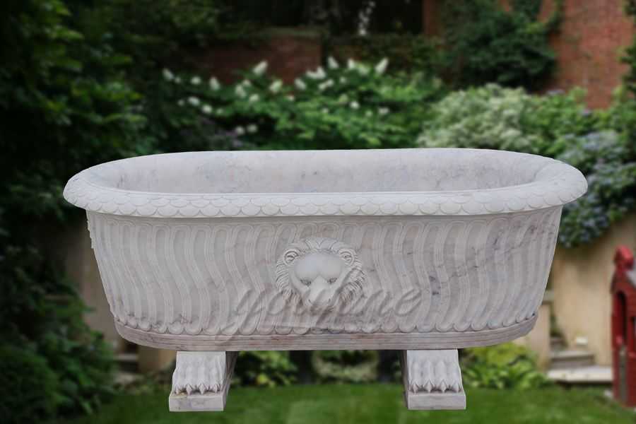 High quality luxury white marble lion head bath tub on sale