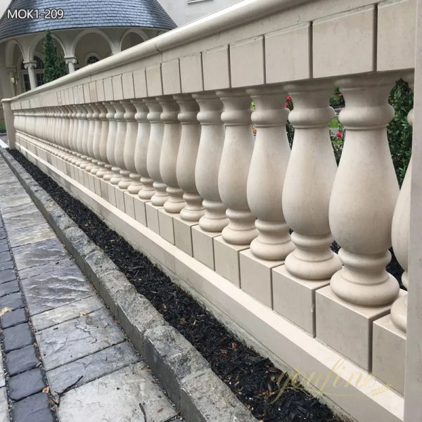 Balcony Beige Marble Balustrade Railing Factory Sale