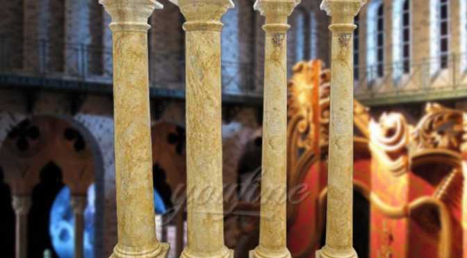 Hot sale natural stone beige marble columns for wedding decoration