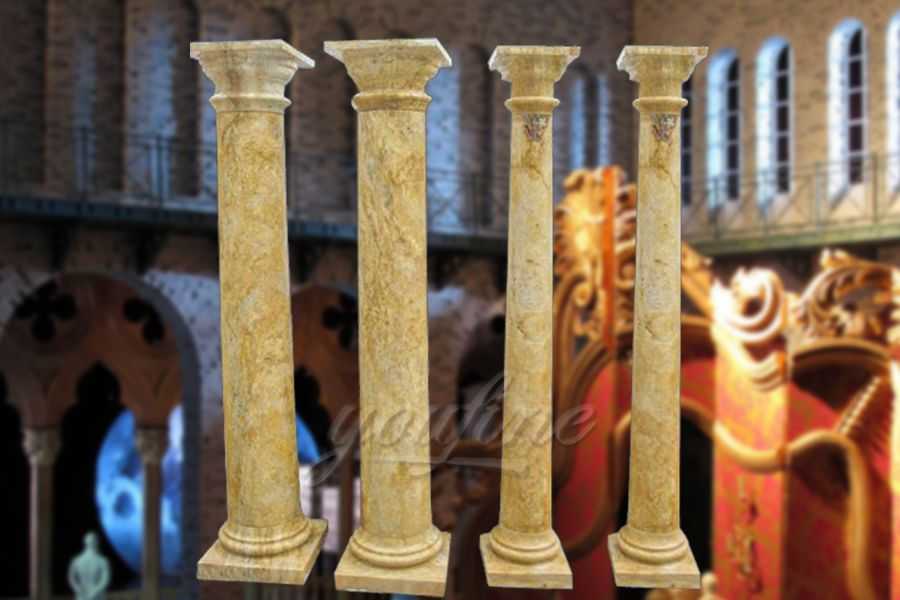 Hot sale natural stone beige marble columns for wedding decoration