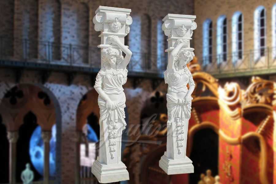 Hot sale white marble columns&pillars with statue indoor&outdoor decoration