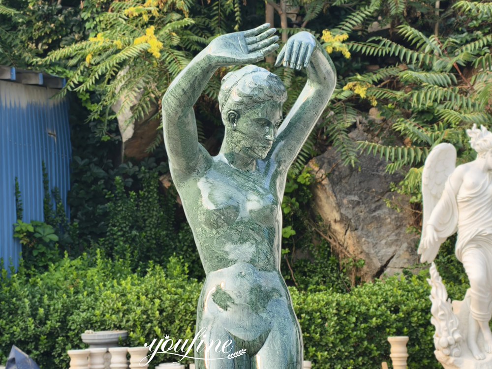 Indian Green Marble Nude Woman statue details