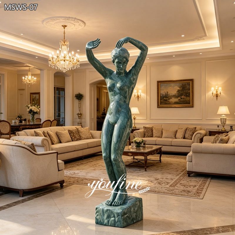 Indian Green Marble Sculpture of a Nude Woman