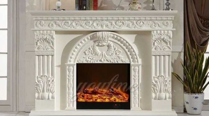 Indoor decorative Regency white marble fireplace mantel on sale