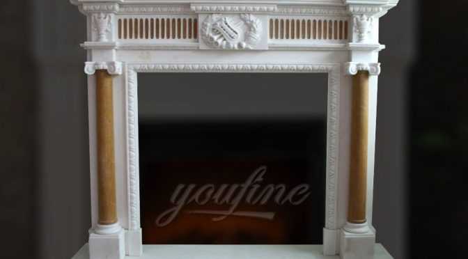 Indoor unique Georgian multi color marble fireplace surround