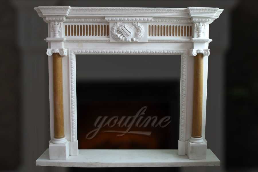 Indoor unique Georgian multi color marble fireplace surround