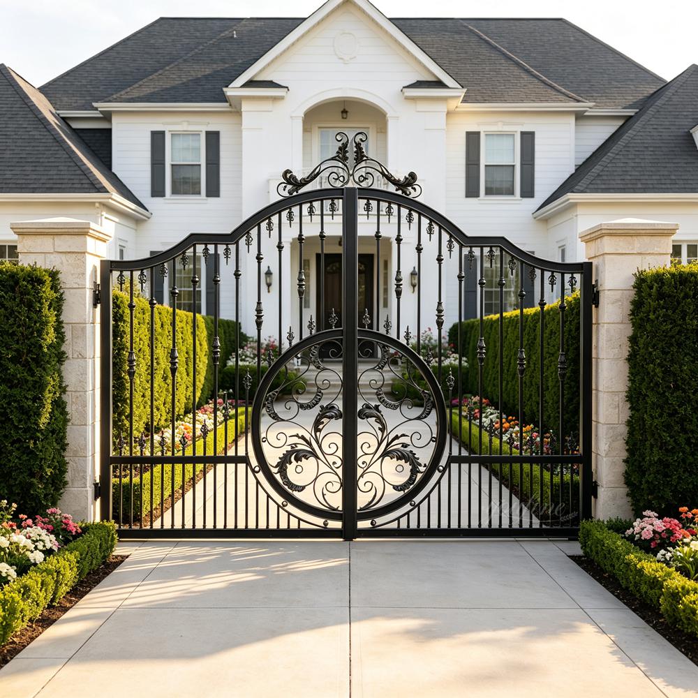 Iron Simple Gate Designs with Scrolling Floral
