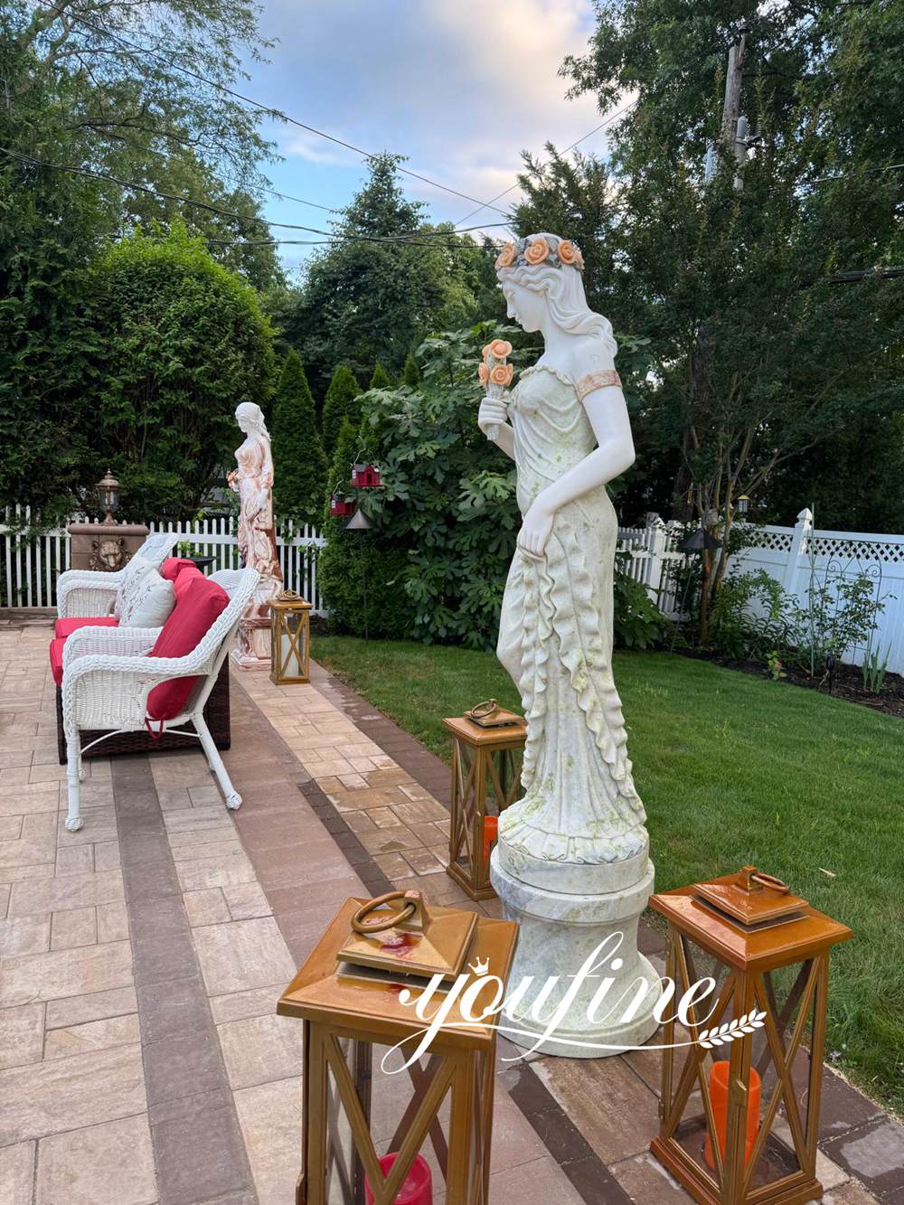 Client feedback image for marble lady statues