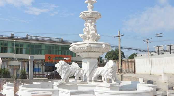 Outdoor 3 Tier White Marble Fountain