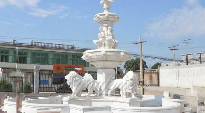 Natural Stone Outdoor Four Seasons 3 Tier White Marble Fountain