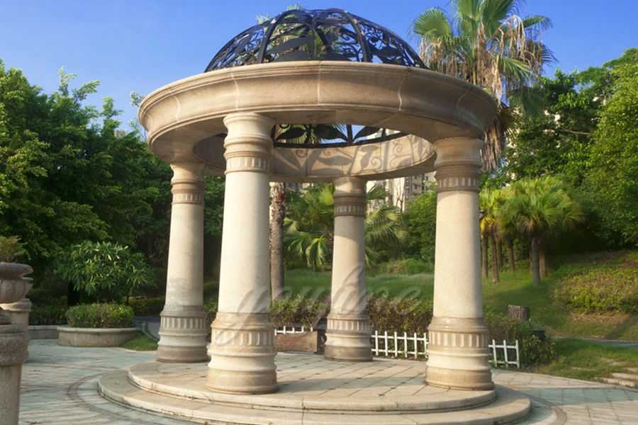 Large outdoor hot sale beige marble gazebo for sale MSMG-03