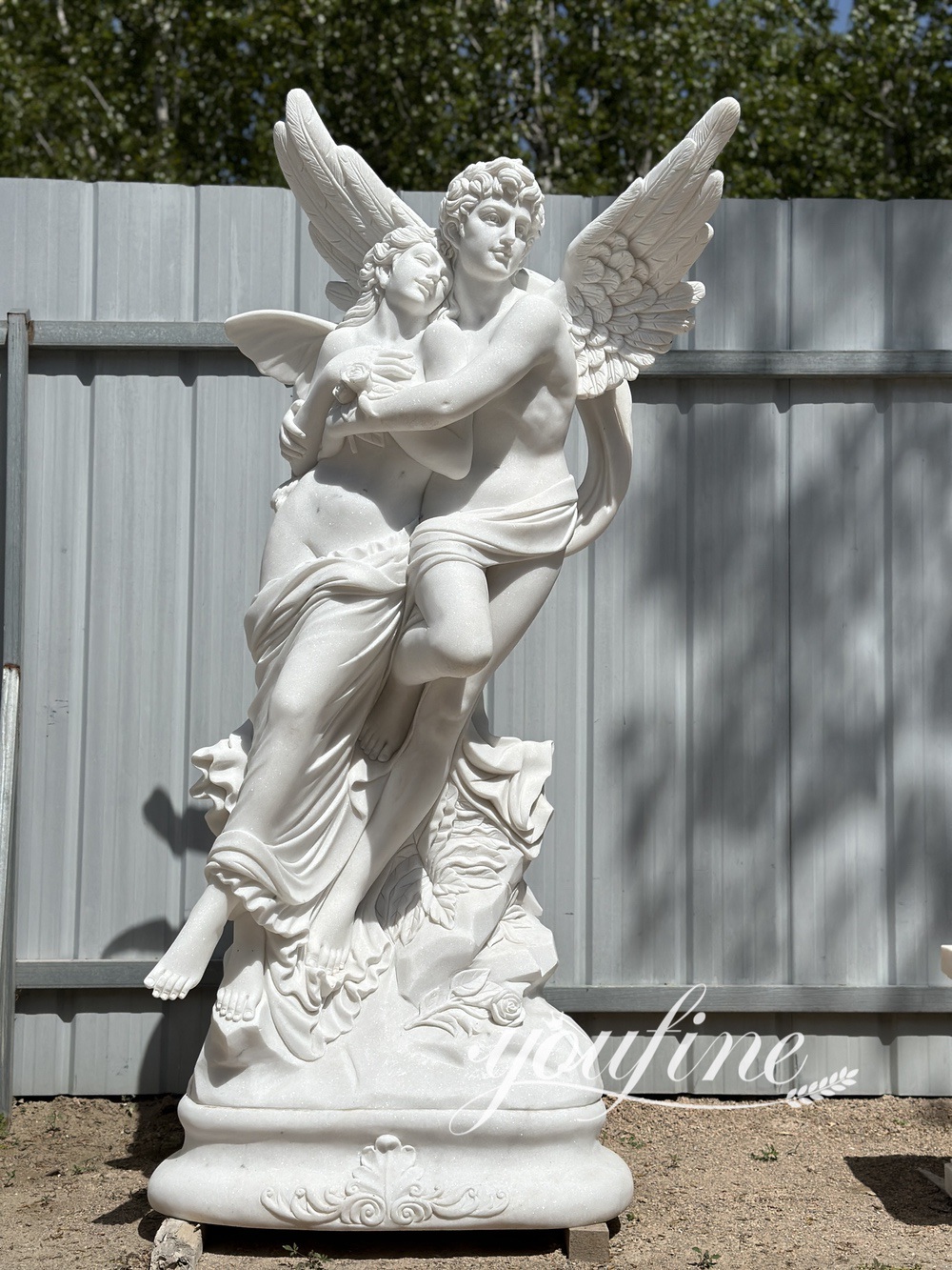 Life Size White Marble Cupid and Psyche Statue4