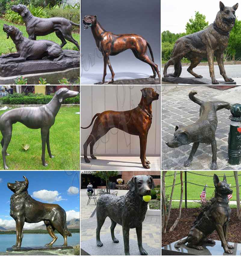 Life size bronze greyhound dog statue