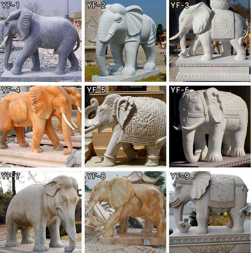 MOKK-324 White Marble Mother and Child Elephant Sculpture